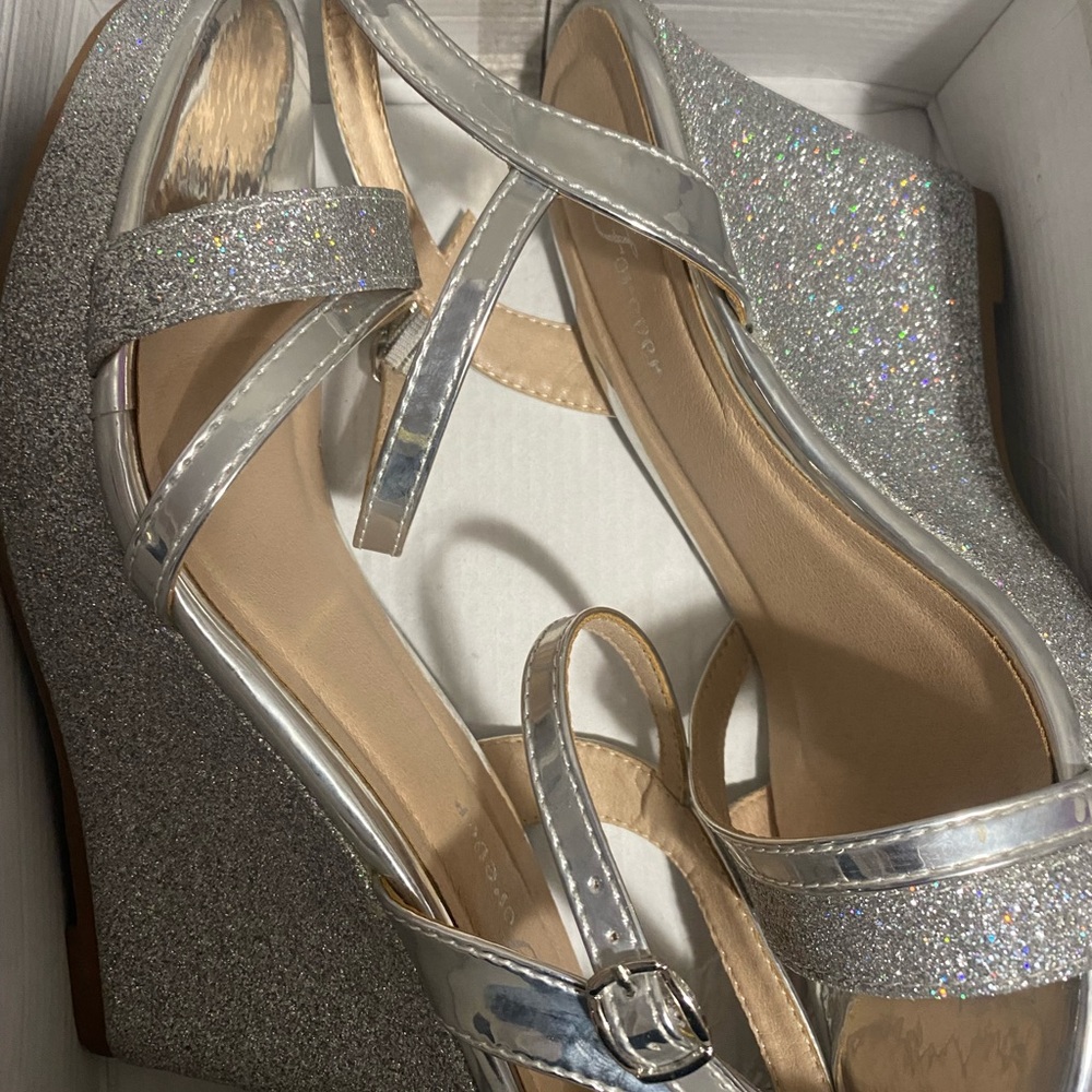 Silver sparkly heels just like new